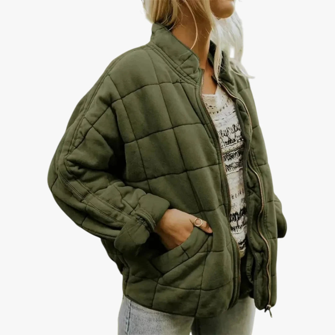 Dame Oversized Quiltet Jakke med For