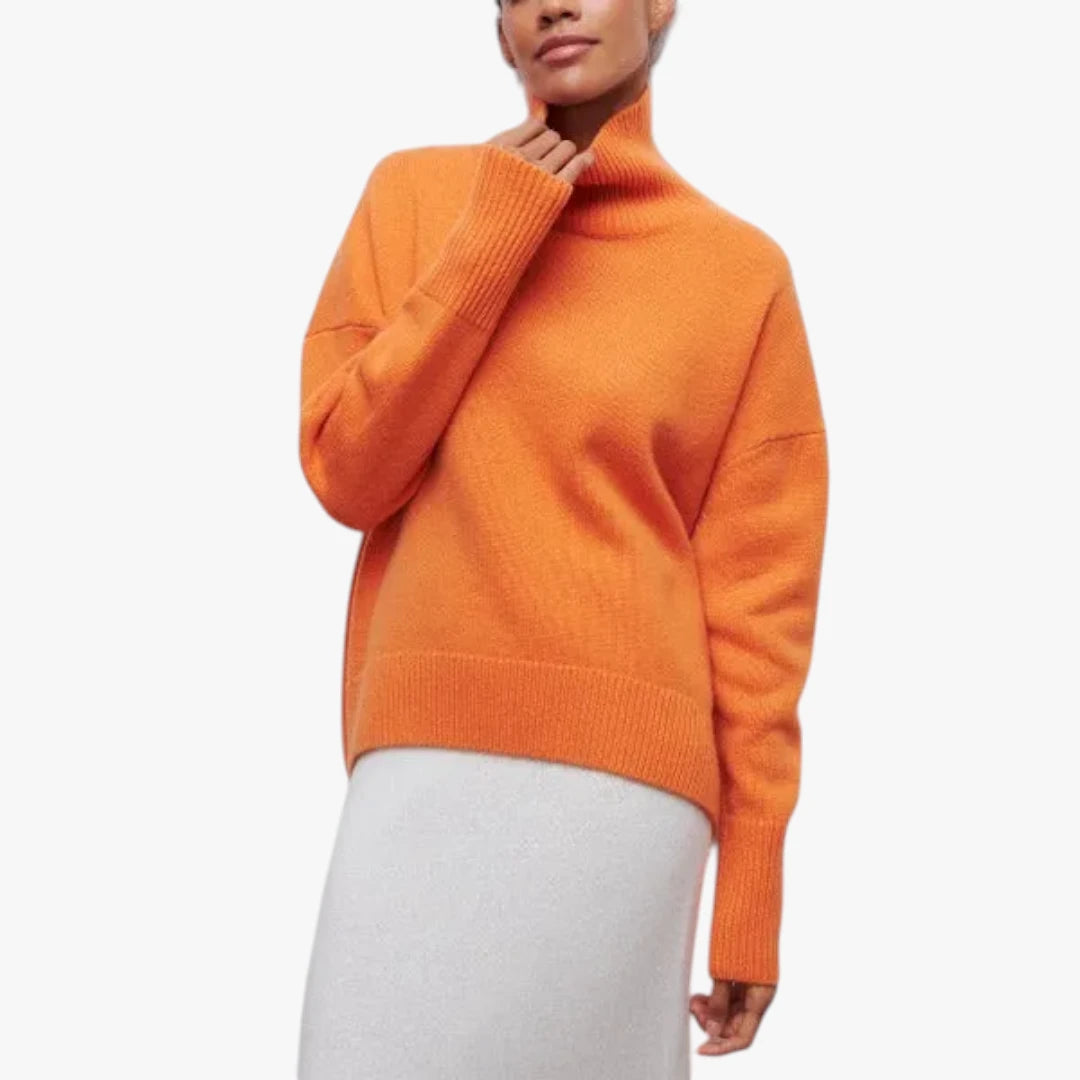 Dame Oversized Sweater med Rullekrave