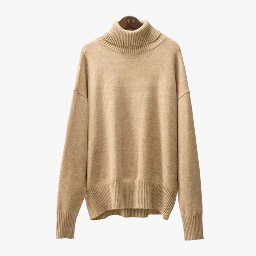 Dame Oversized Sweater med Rullekrave