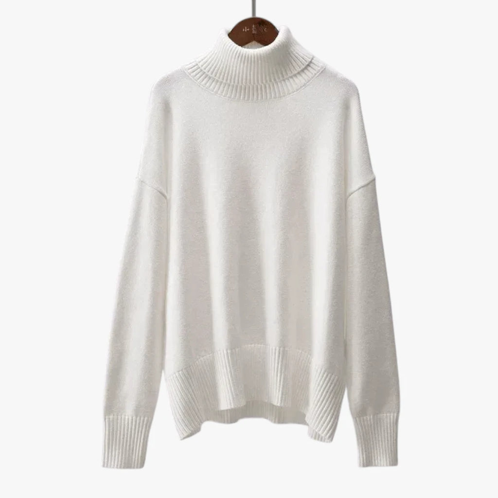 Dame Oversized Sweater med Rullekrave
