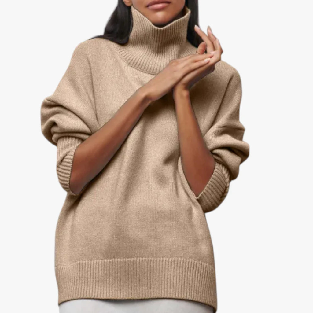 Dame Oversized Sweater med Rullekrave