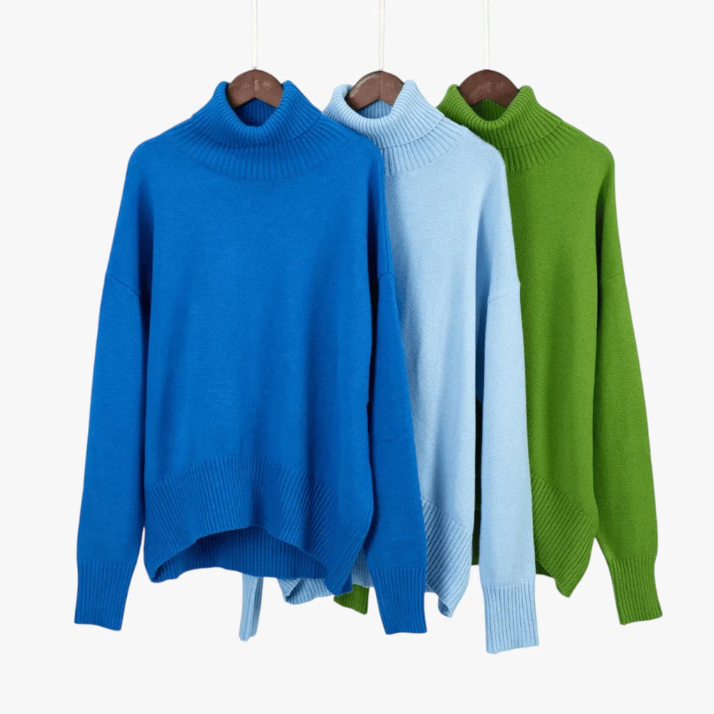 Dame Oversized Sweater med Rullekrave