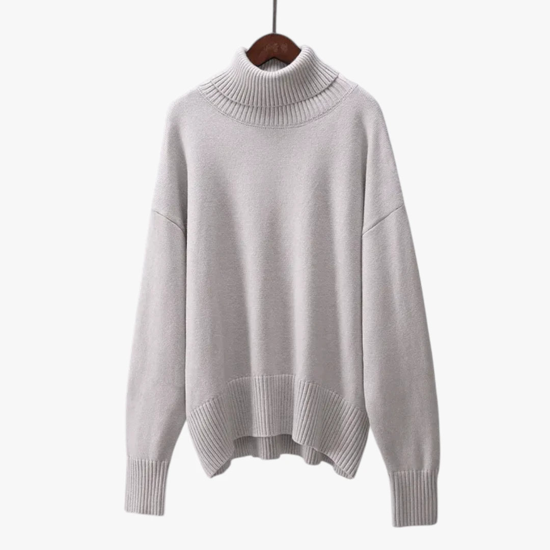 Dame Oversized Sweater med Rullekrave