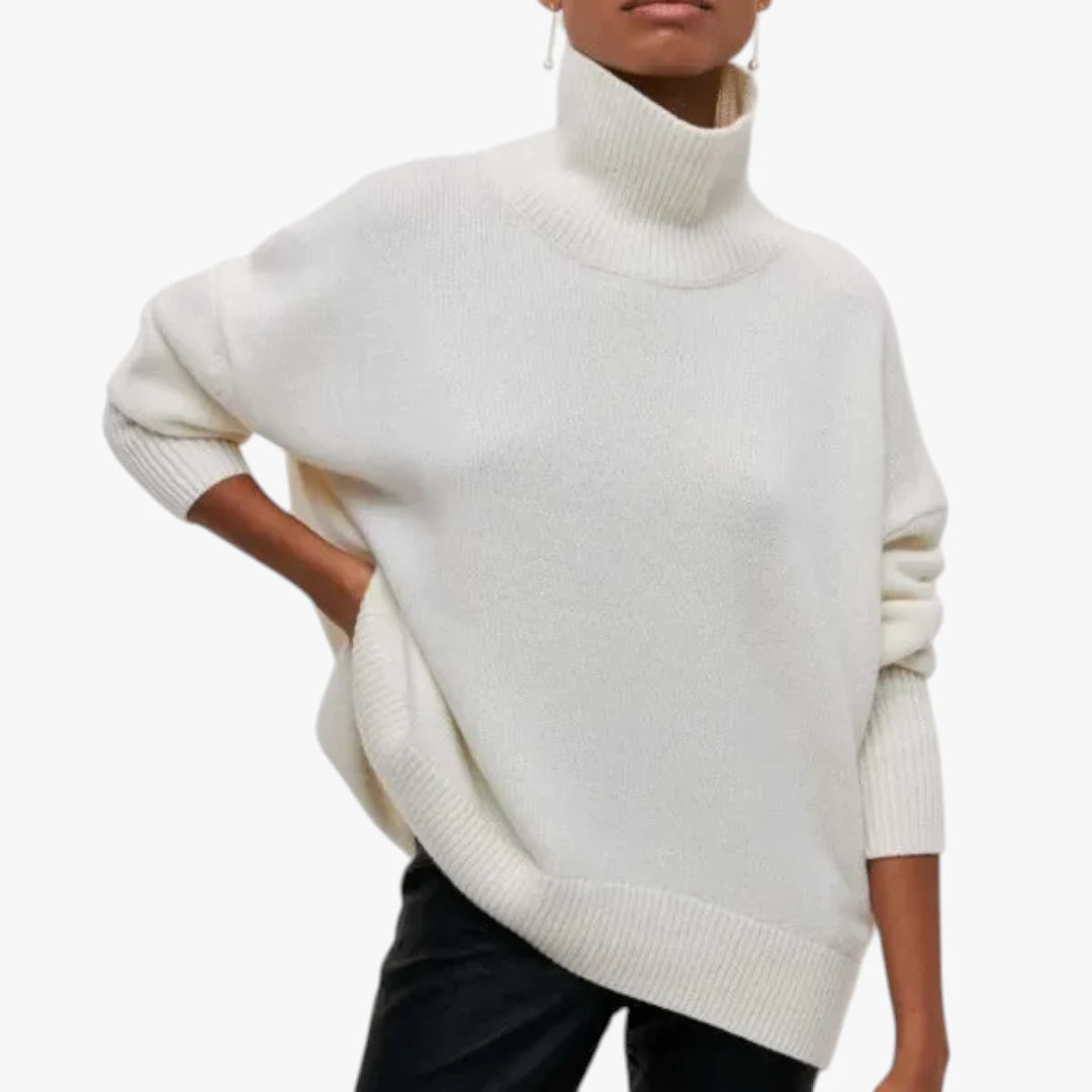 Dame Oversized Sweater med Rullekrave