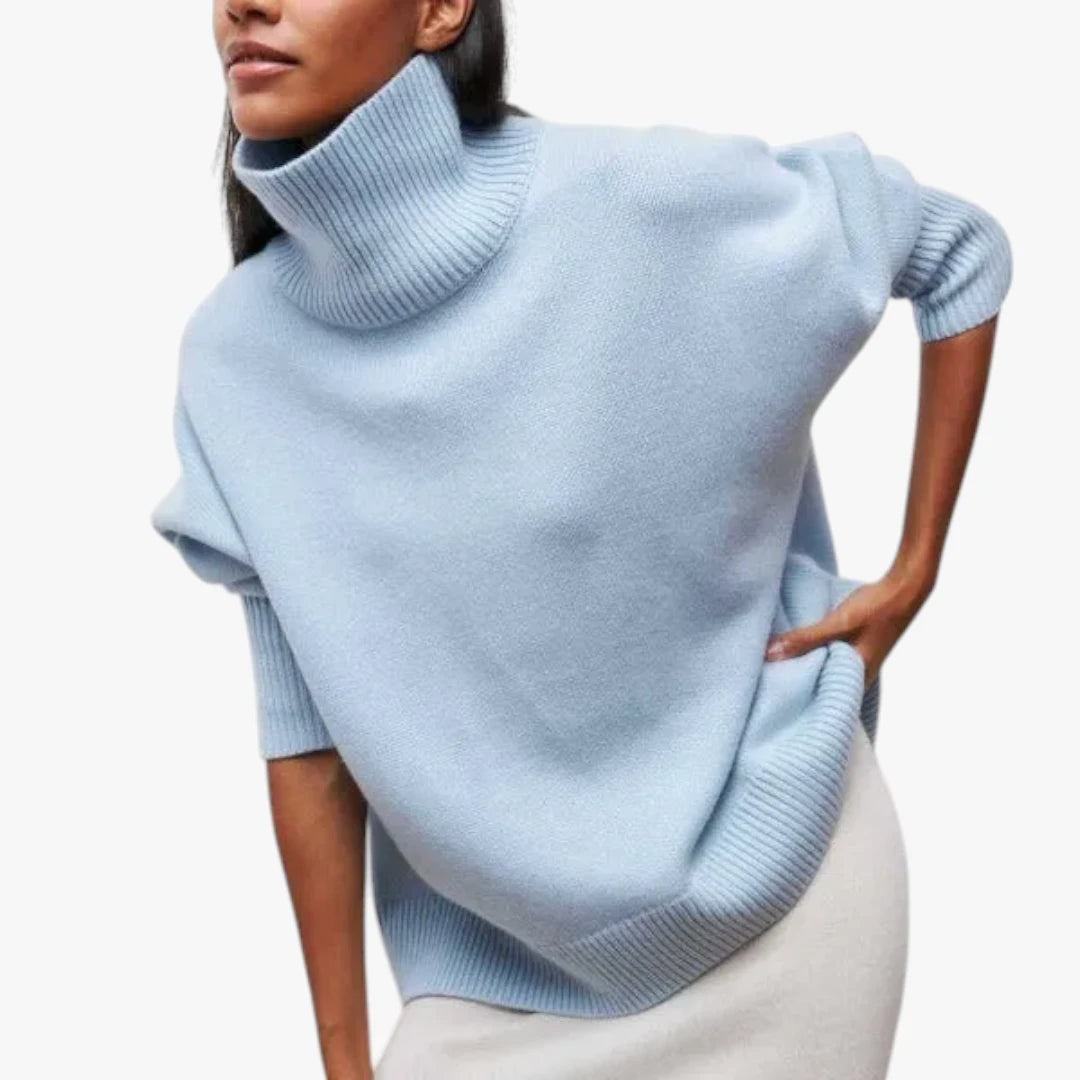 Dame Oversized Sweater med Rullekrave