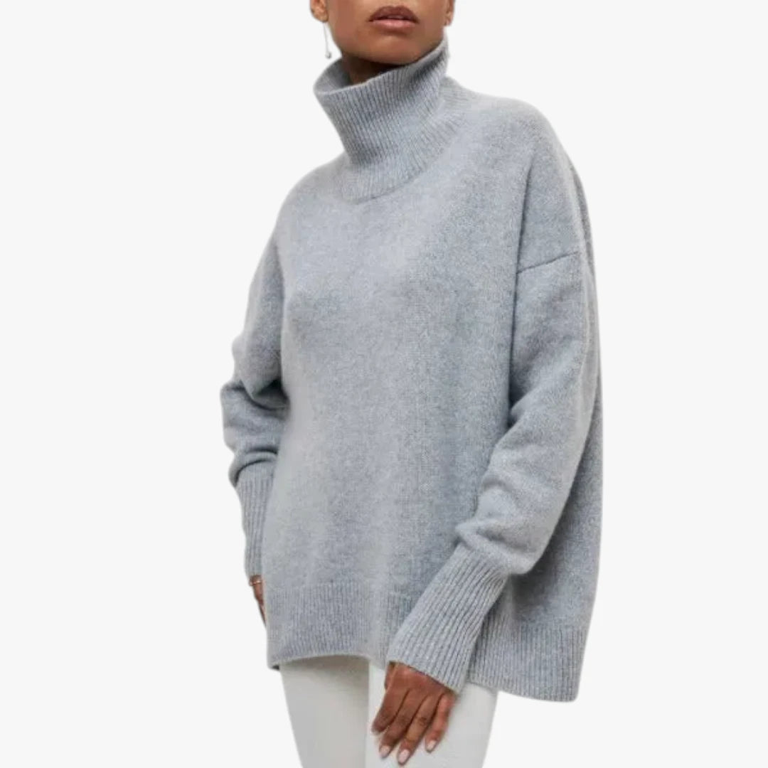 Dame Oversized Sweater med Rullekrave