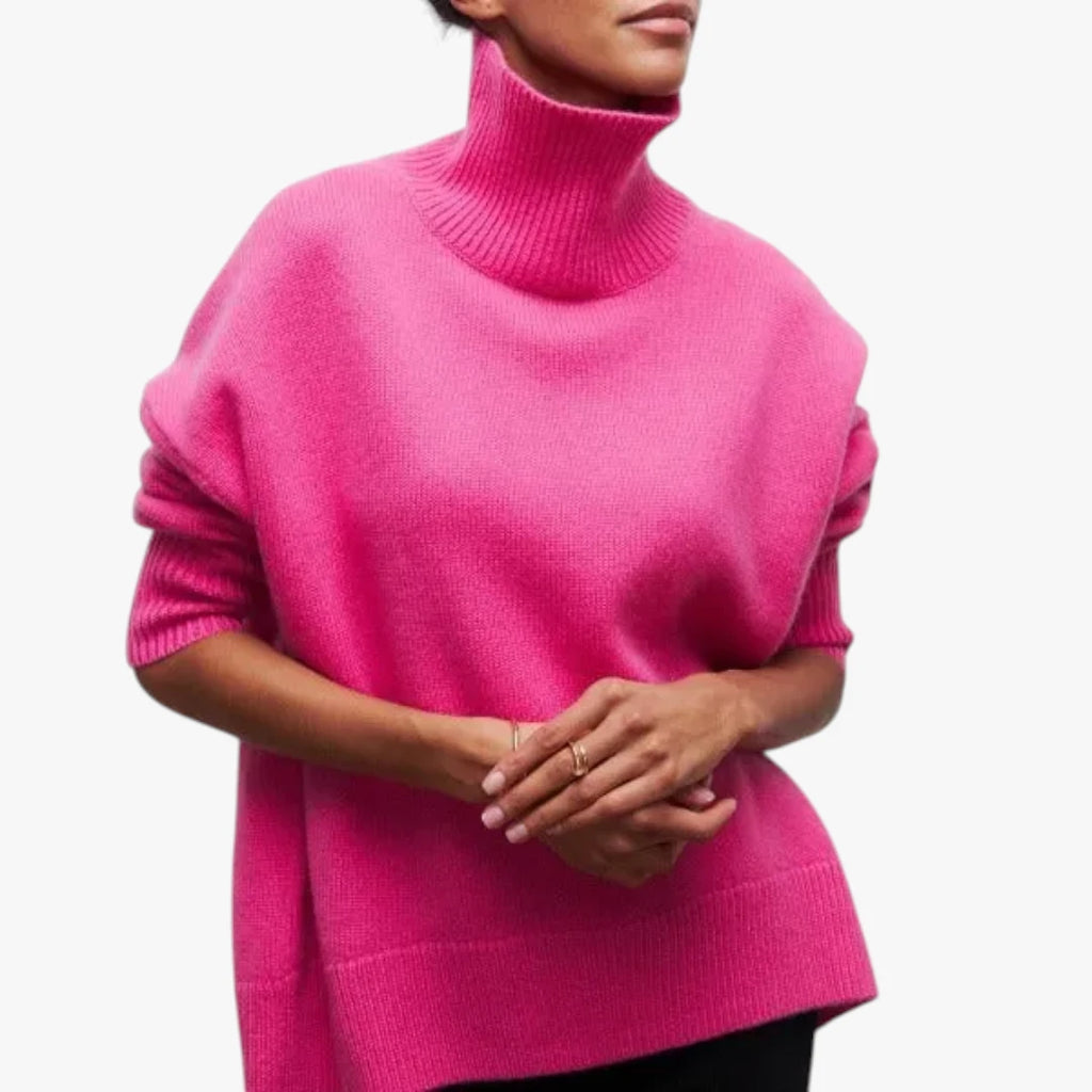 Dame Oversized Sweater med Rullekrave