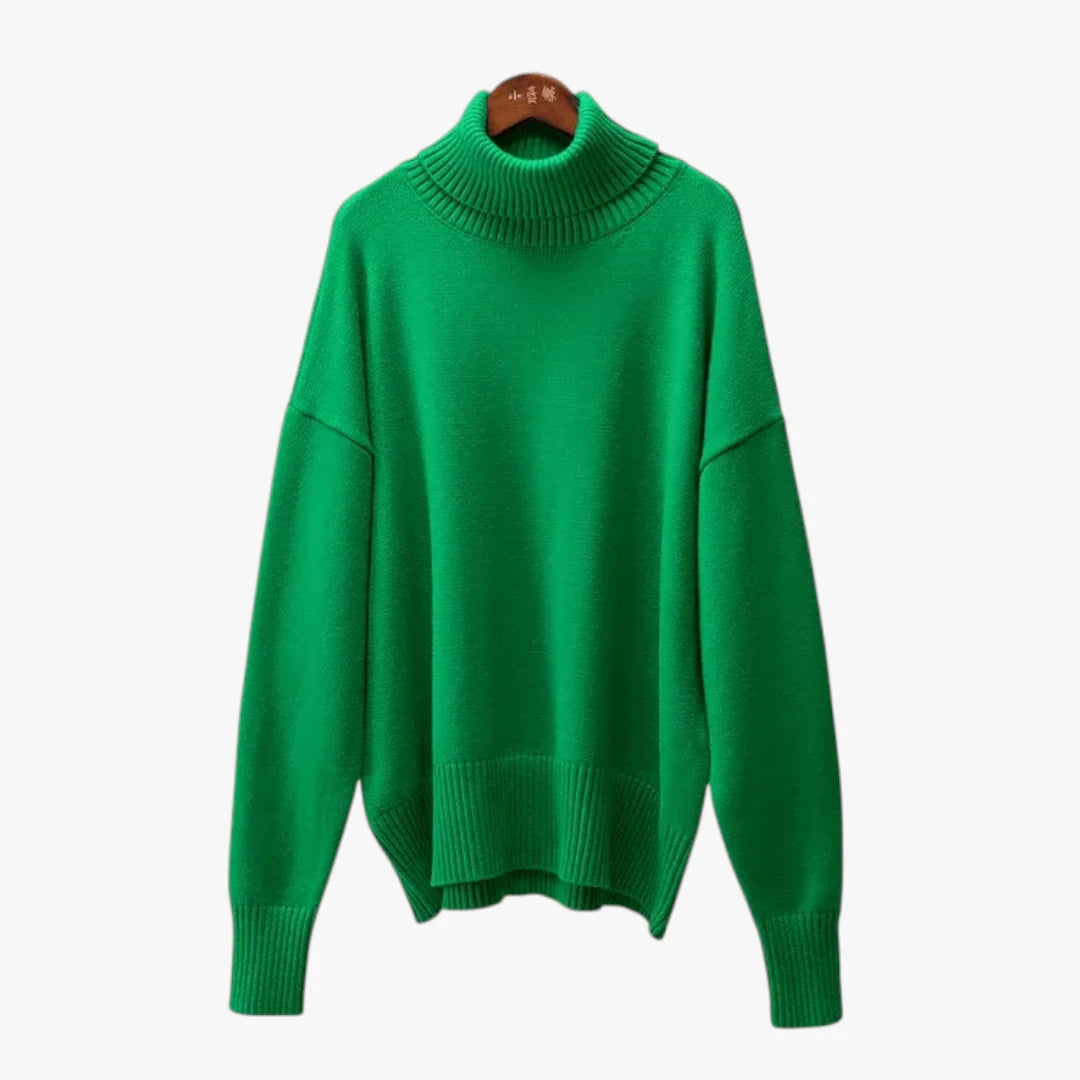 Dame Oversized Sweater med Rullekrave
