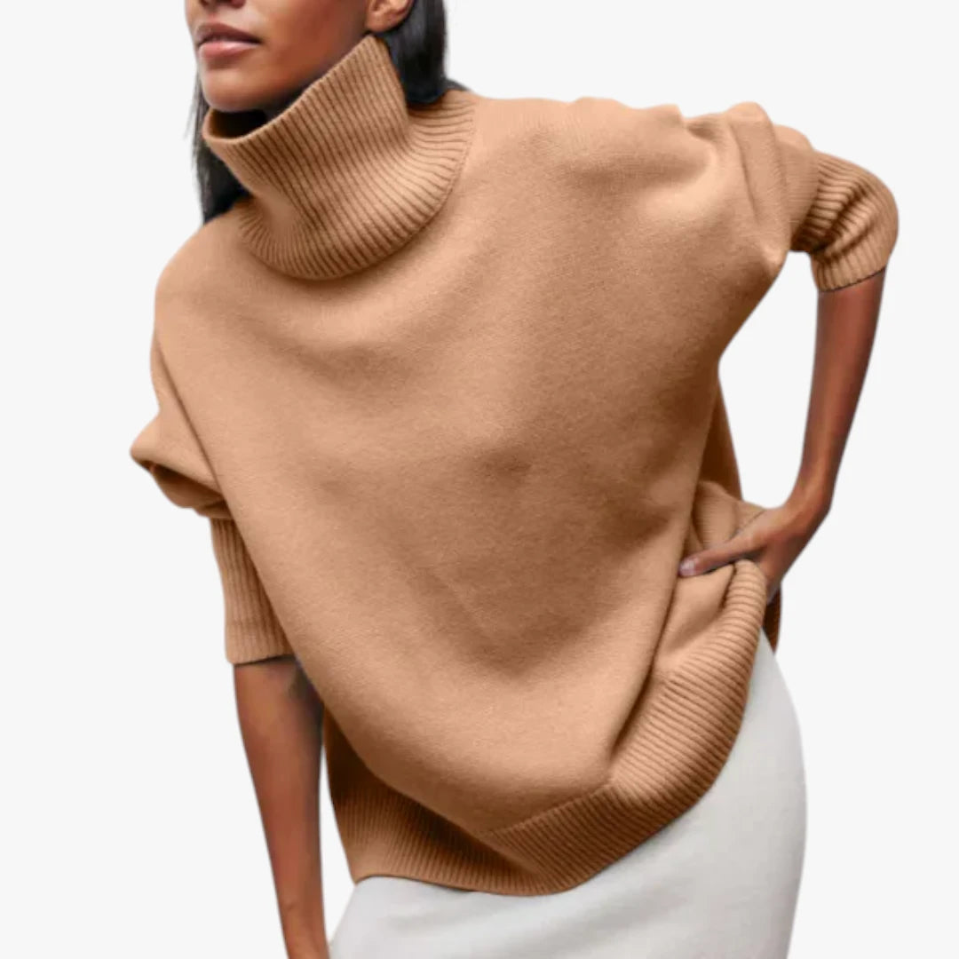 Dame Oversized Sweater med Rullekrave