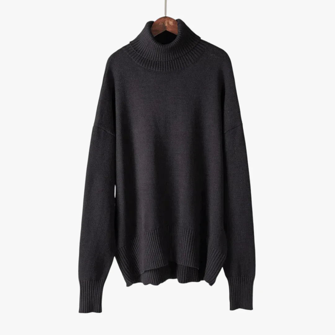 Dame Oversized Sweater med Rullekrave