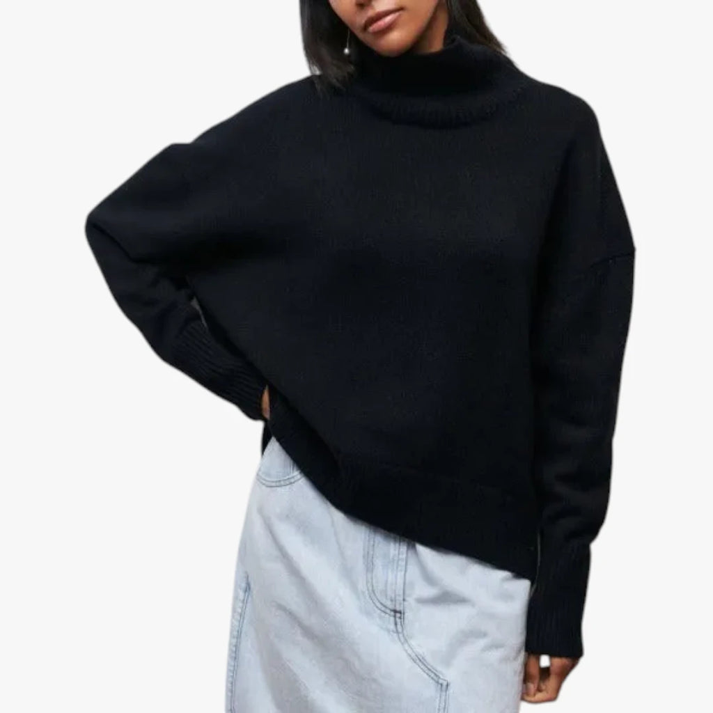 Dame Oversized Sweater med Rullekrave