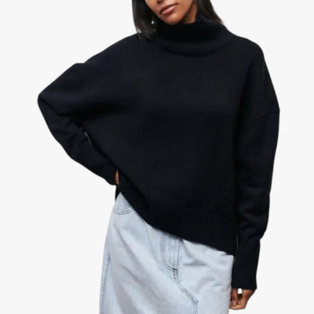 Dame Oversized Sweater med Rullekrave