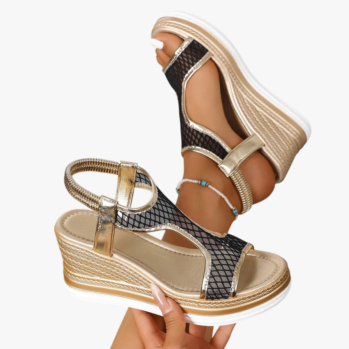 Dame Plateau Sandaler med Kilehæl og Åben Tå