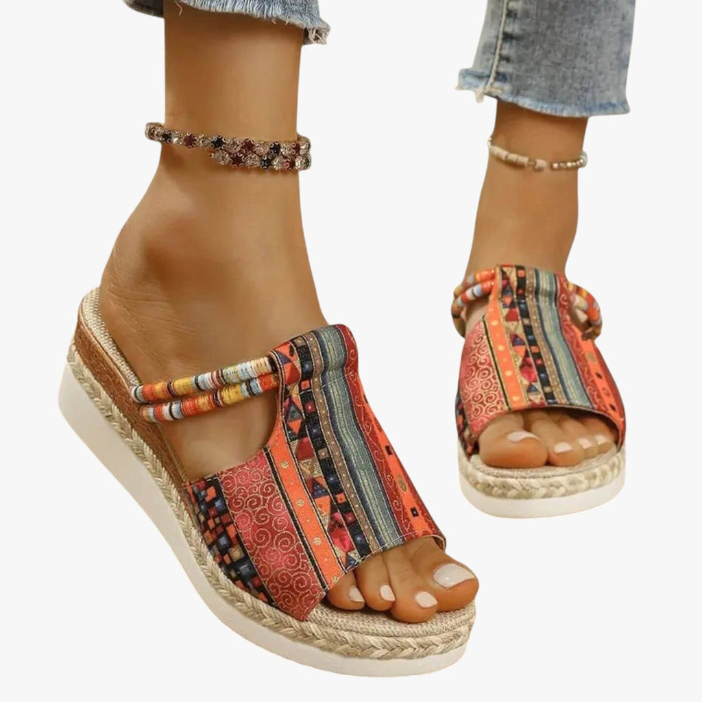 Dame Plateau Slip On Sandaler med Kilehæl og Åben Tå