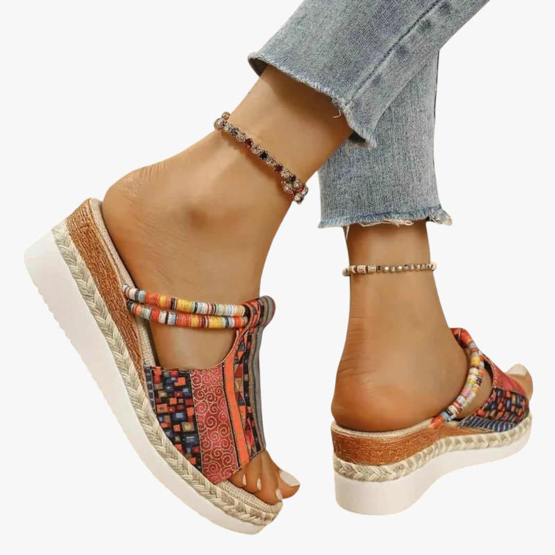 Dame Plateau Slip On Sandaler med Kilehæl og Åben Tå