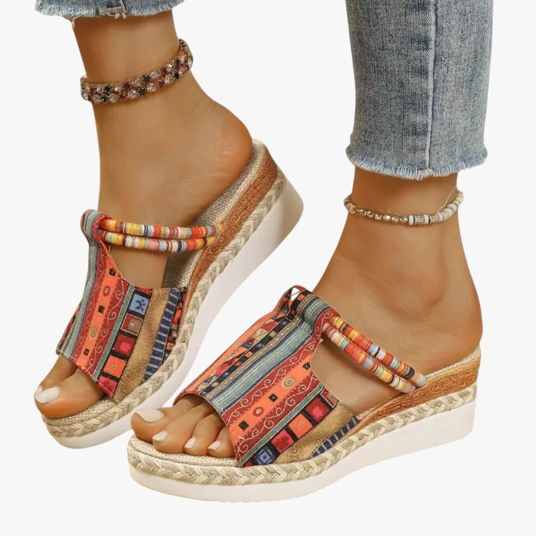 Dame Plateau Slip On Sandaler med Kilehæl og Åben Tå