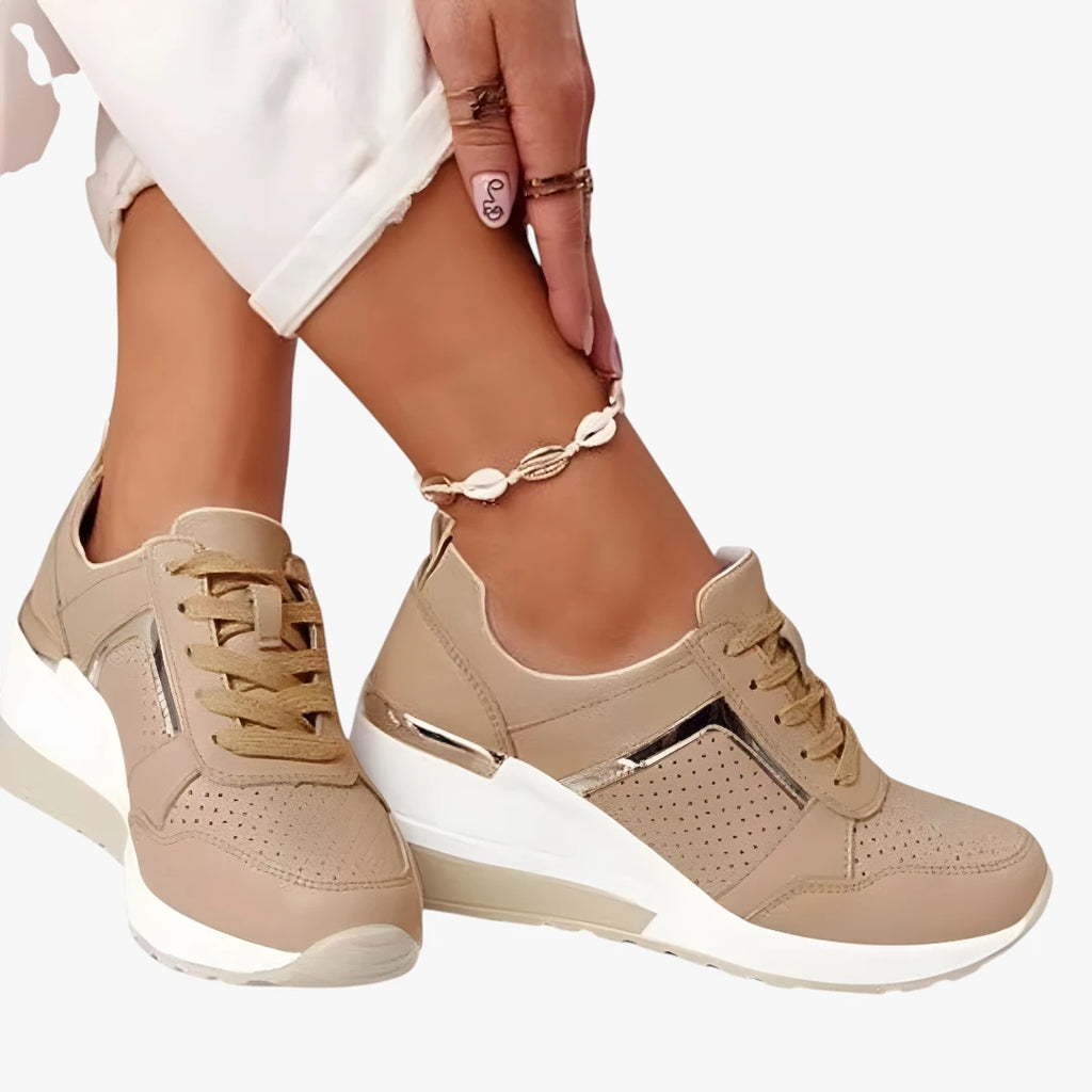 Dame Platform Lette Sneakers med Forhøjet Sål og Snøre