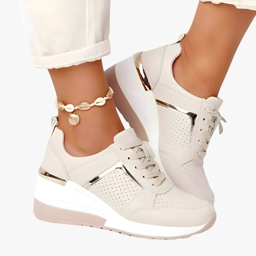 Dame Platform Lette Sneakers med Forhøjet Sål og Snøre