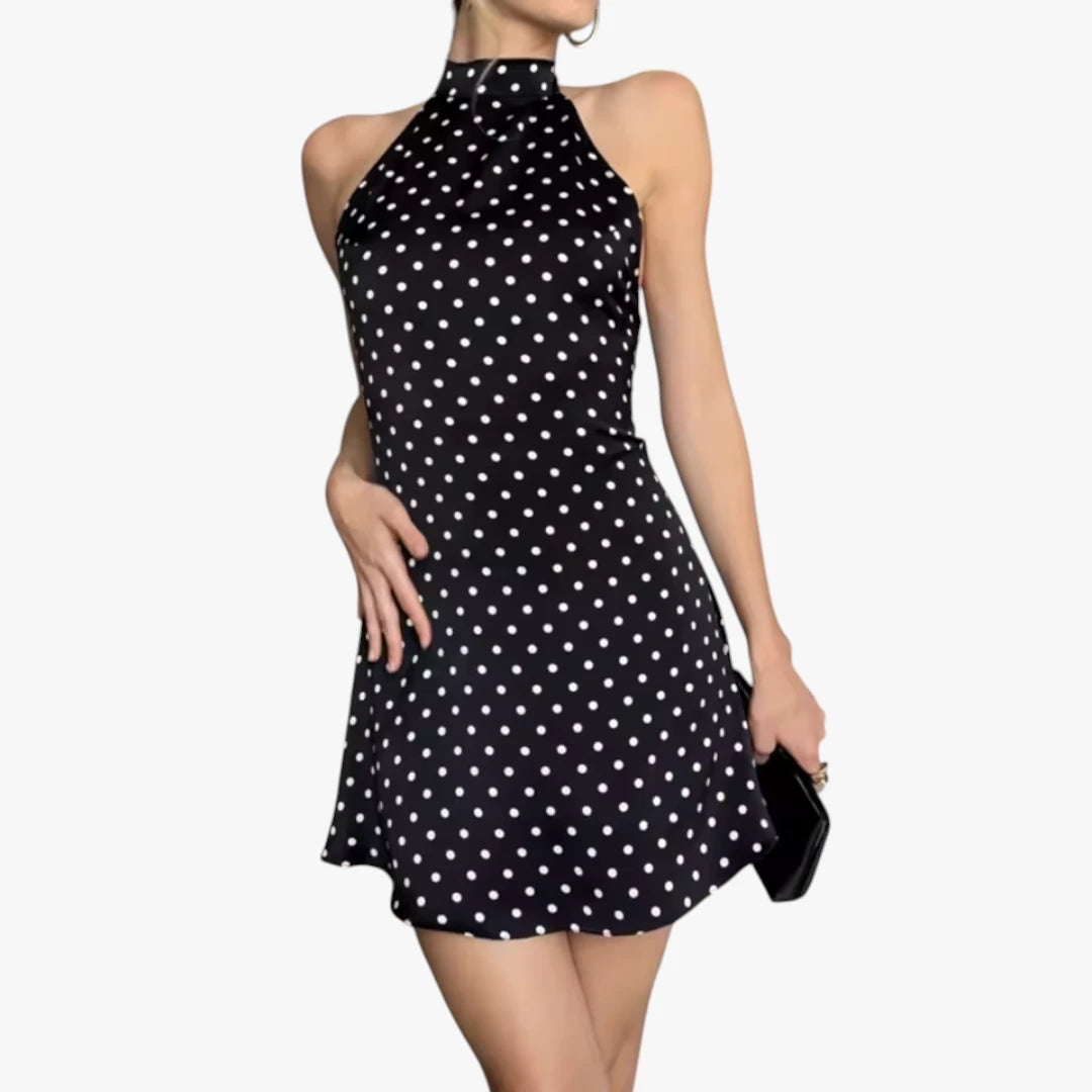 Dame Prikket Mini Sommerkjole med Halterneck