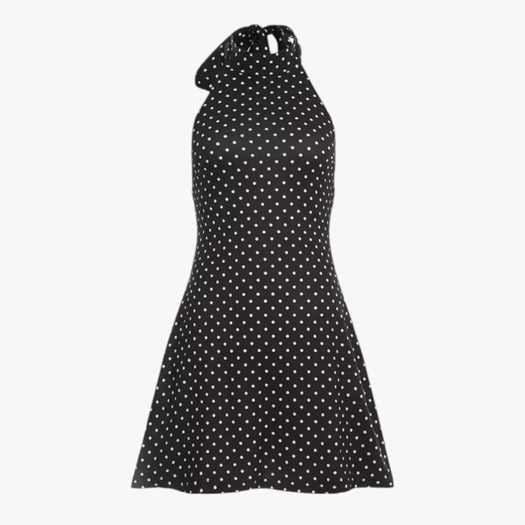Dame Prikket Mini Sommerkjole med Halterneck