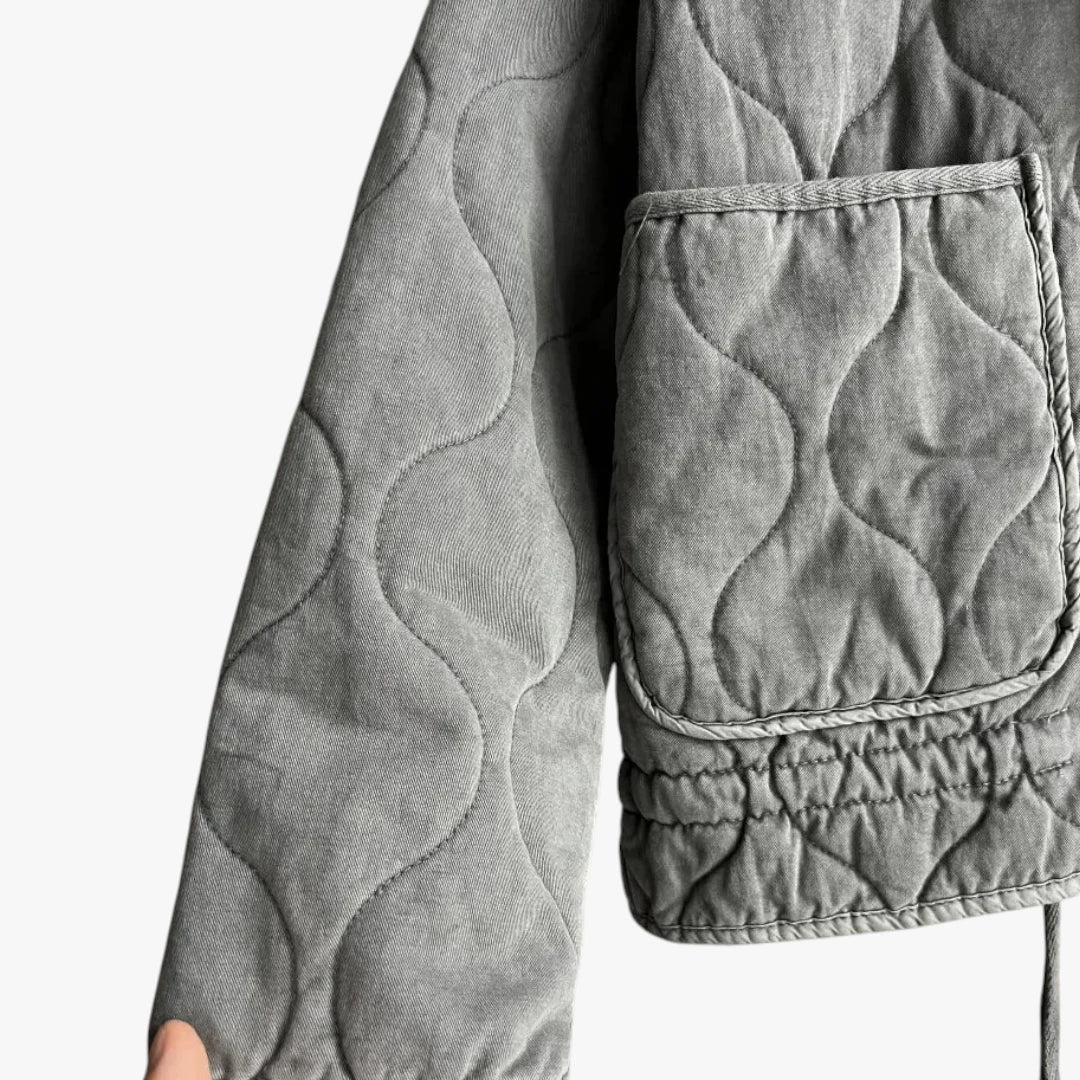 Dame Quiltet Oversize Jakke med Sidelommer