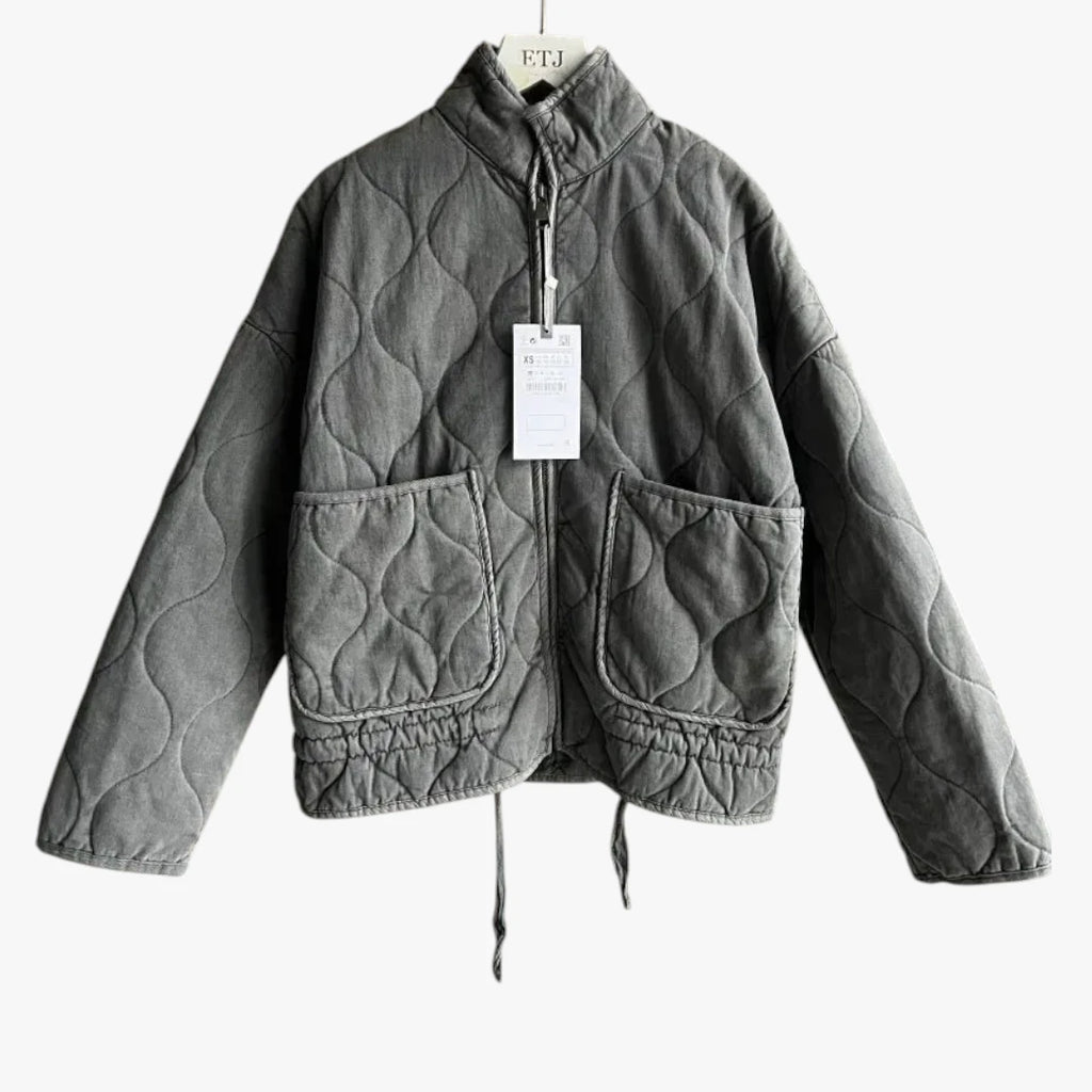 Dame Quiltet Oversize Jakke med Sidelommer
