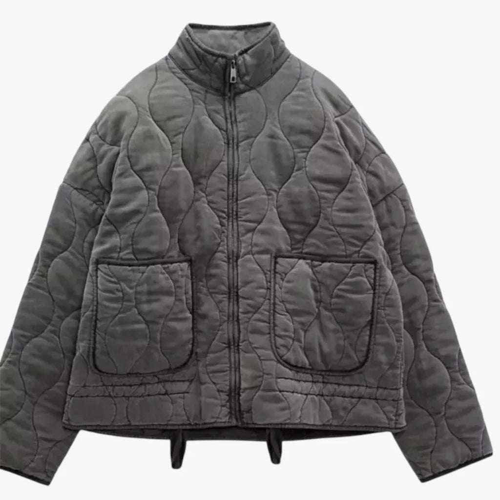 Dame Quiltet Oversize Jakke med Sidelommer