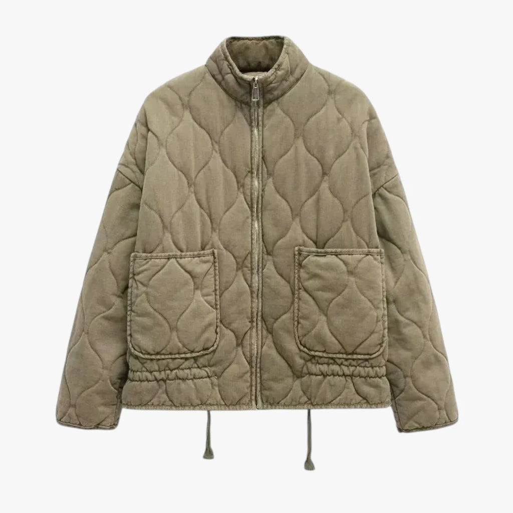 Dame Quiltet Oversize Jakke med Sidelommer