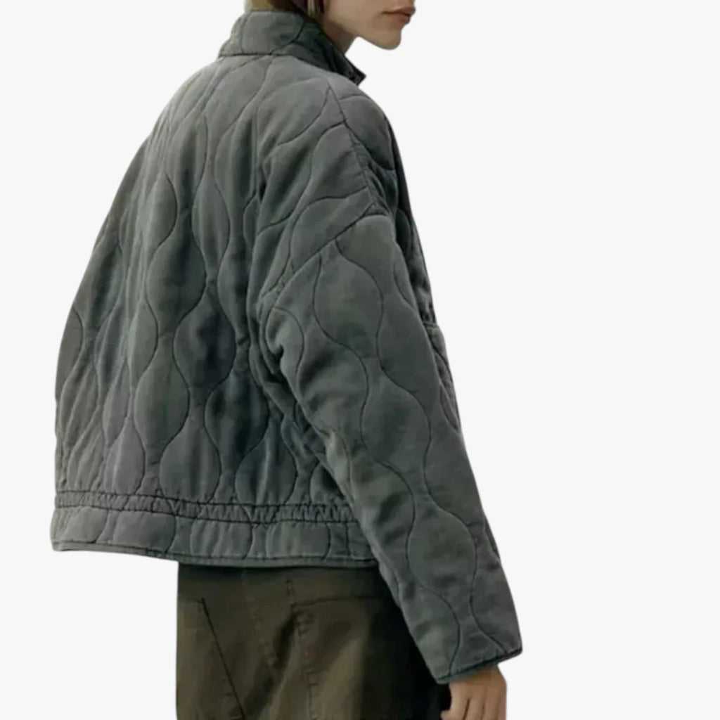 Dame Quiltet Oversize Jakke med Sidelommer