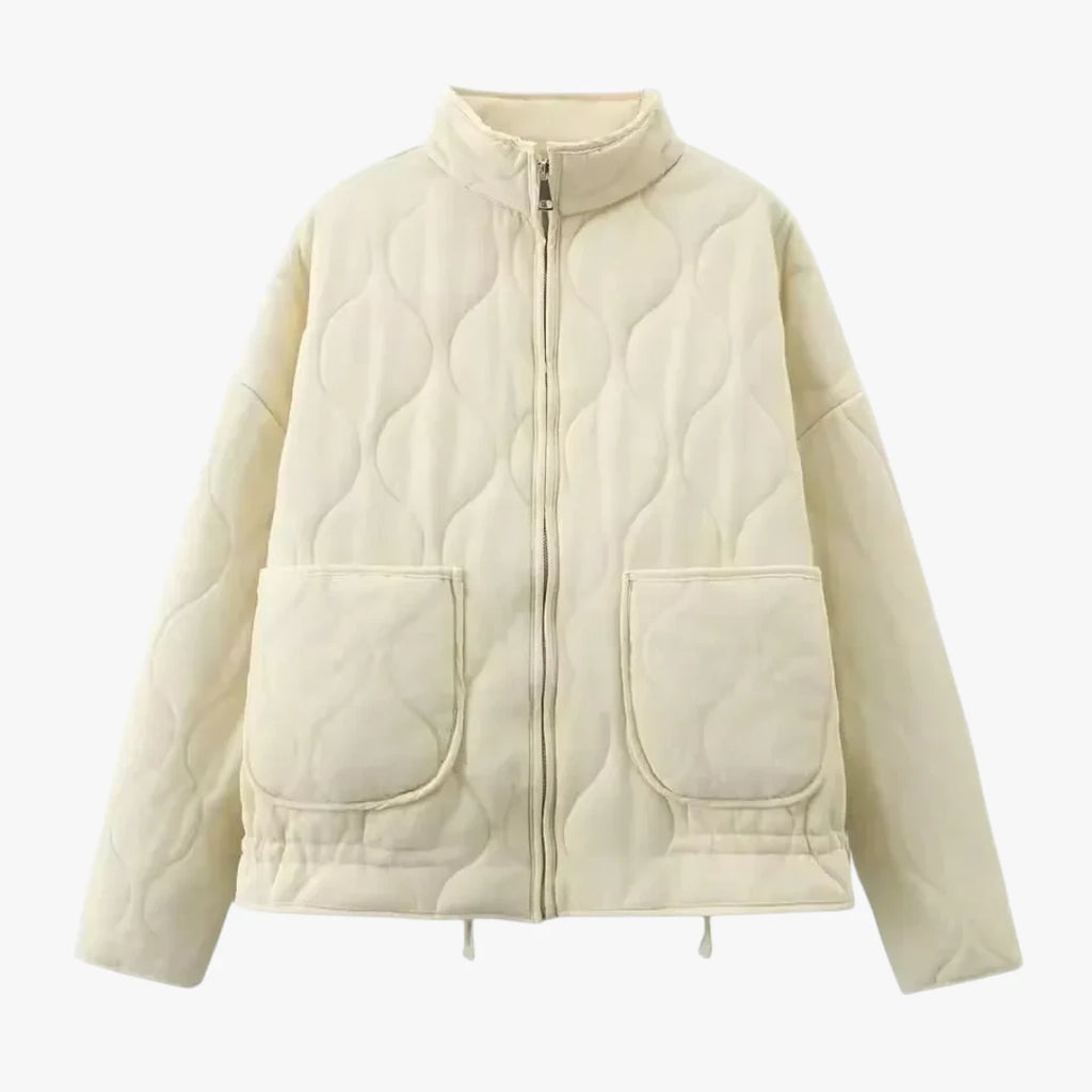 Dame Quiltet Oversize Jakke med Sidelommer