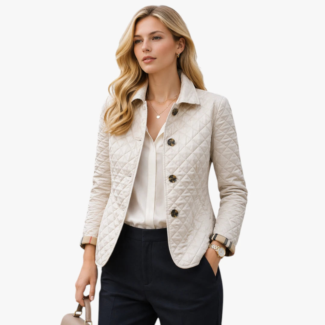 Dame Quiltet Slim Fit Jakke med Krave