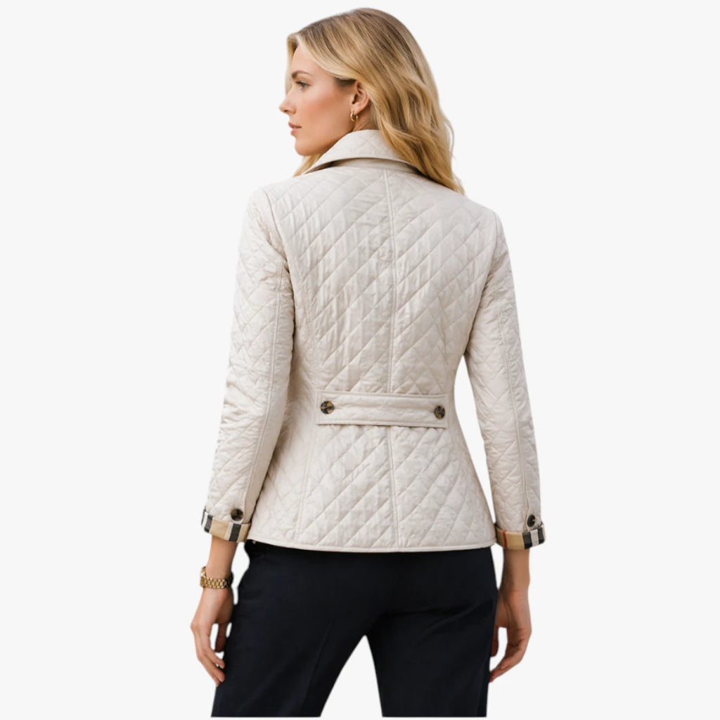 Dame Quiltet Slim Fit Jakke med Krave