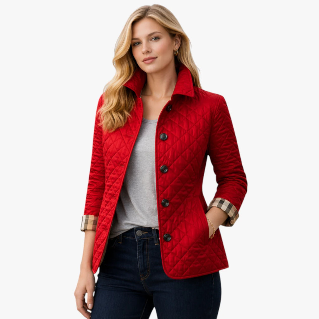 Dame Quiltet Slim Fit Jakke med Krave