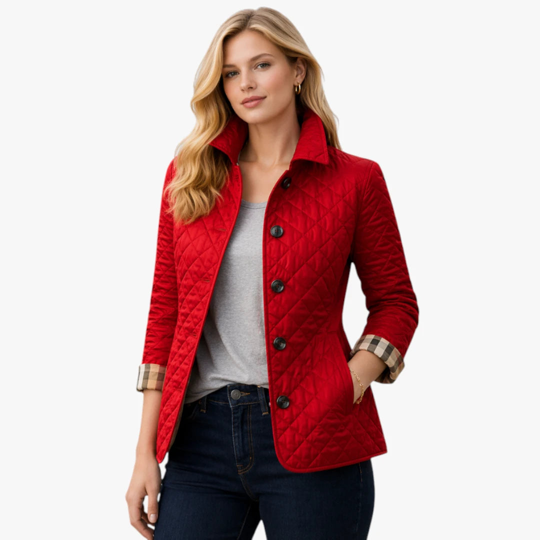 Dame Quiltet Slim Fit Jakke med Krave