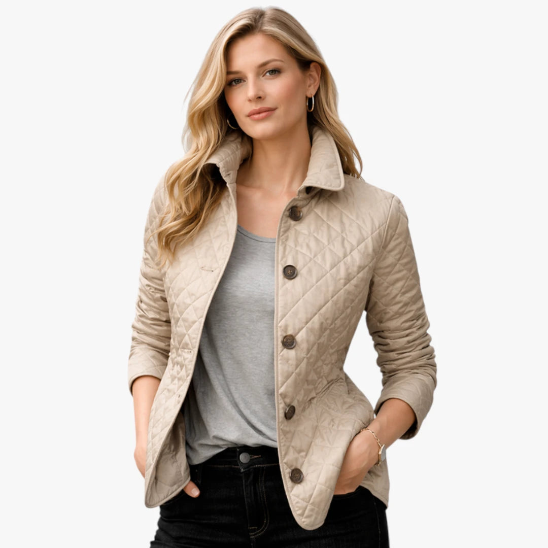 Dame Quiltet Slim Fit Jakke med Krave