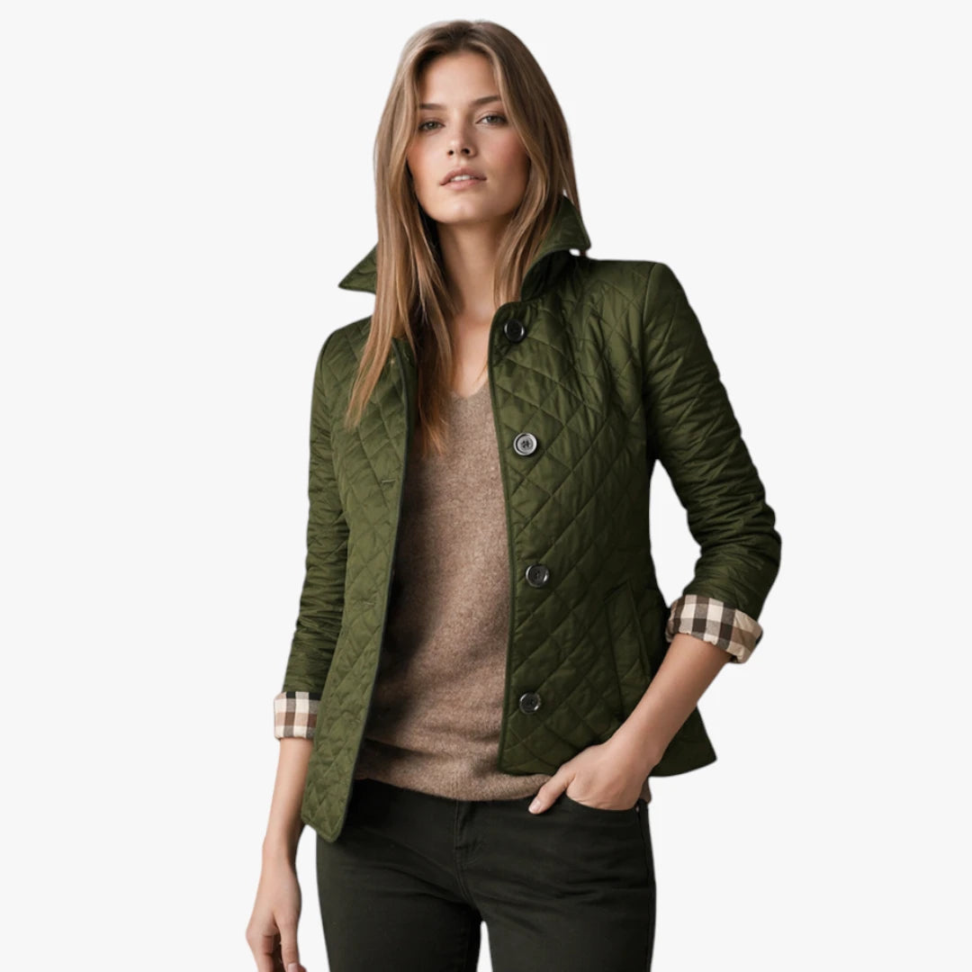 Dame Quiltet Slim Fit Jakke med Krave