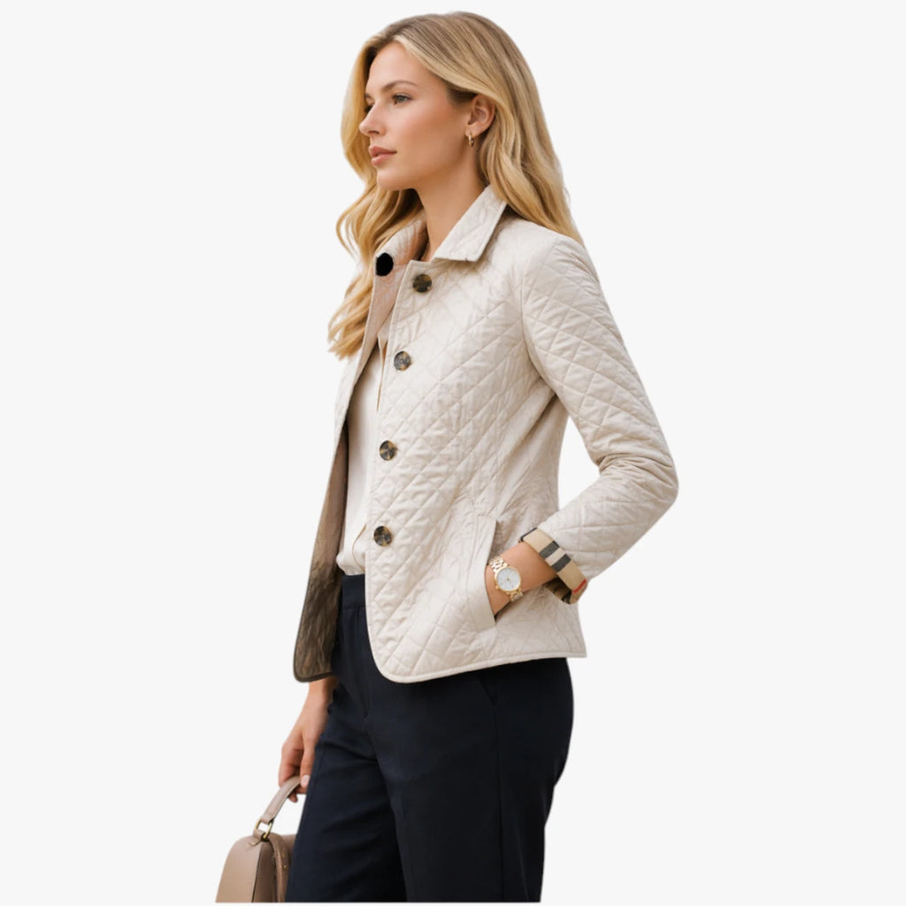 Dame Quiltet Slim Fit Jakke med Krave