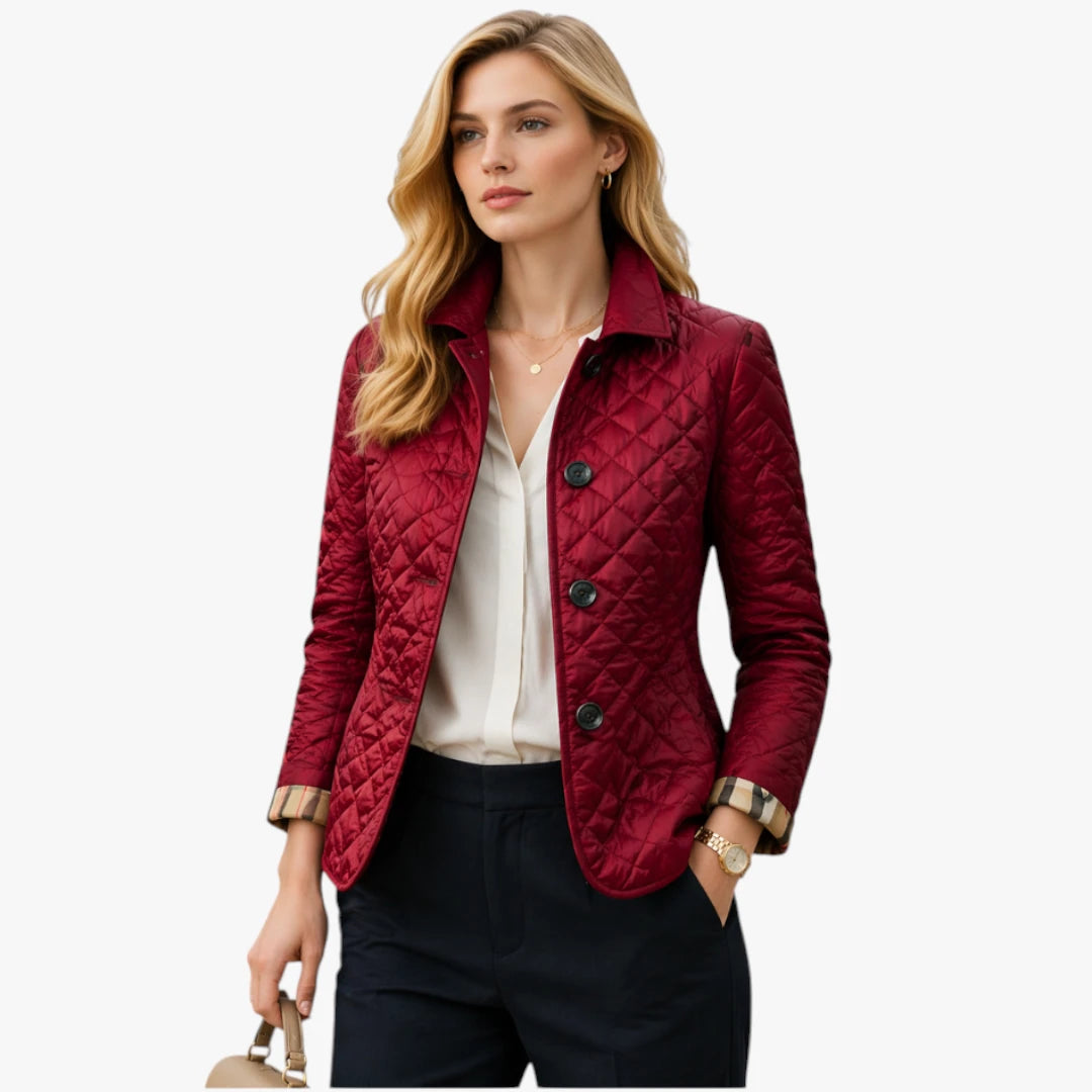 Dame Quiltet Slim Fit Jakke med Krave