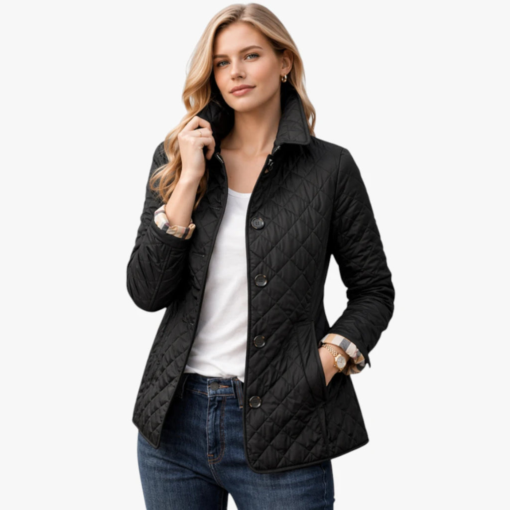 Dame Quiltet Slim Fit Jakke med Krave