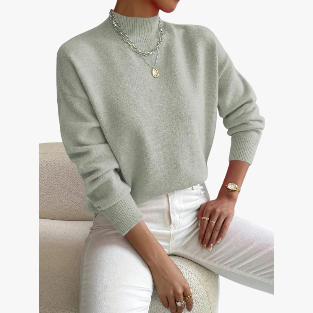 Dame Rullekrave Sweater med Løse Detaljer