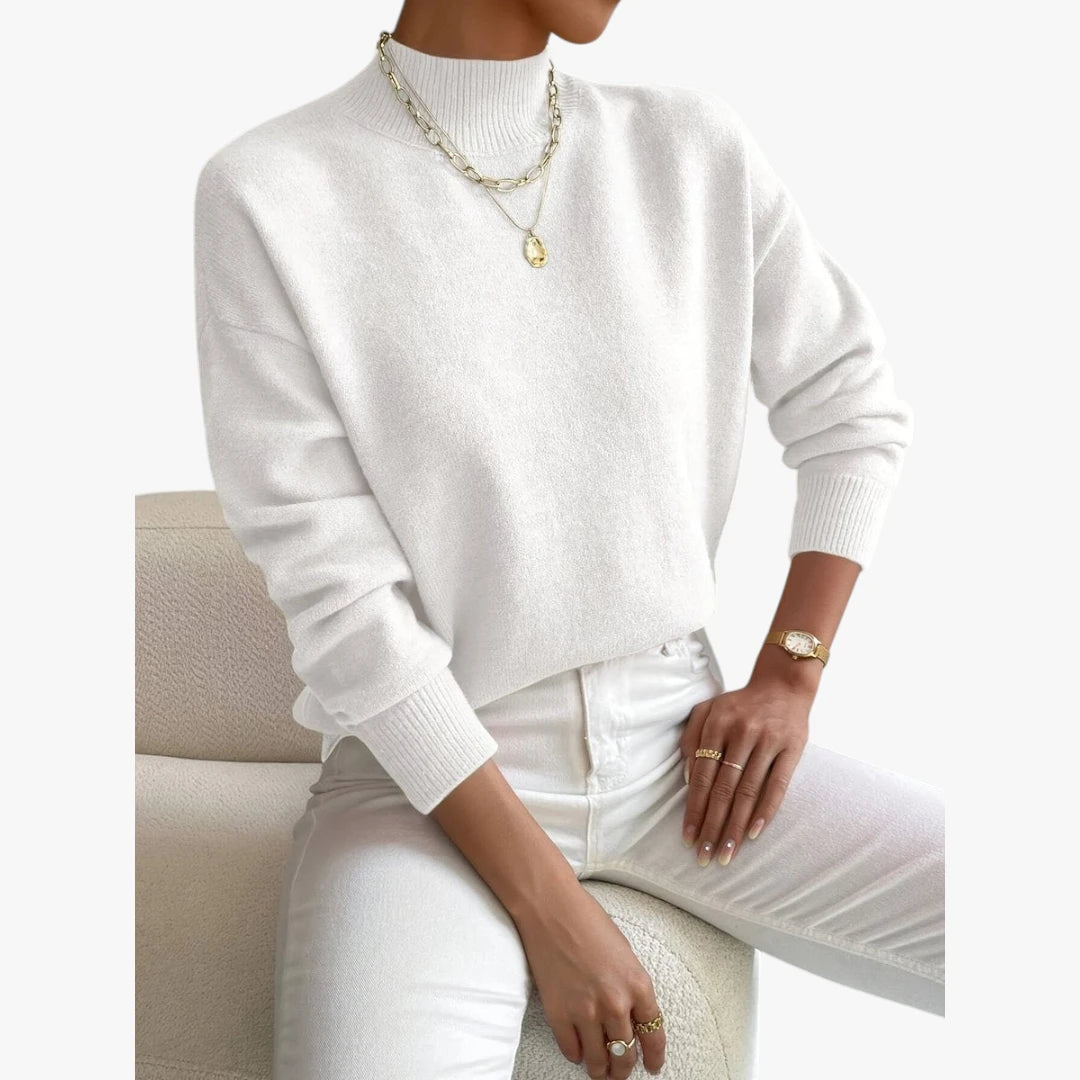 Dame Rullekrave Sweater med Løse Detaljer