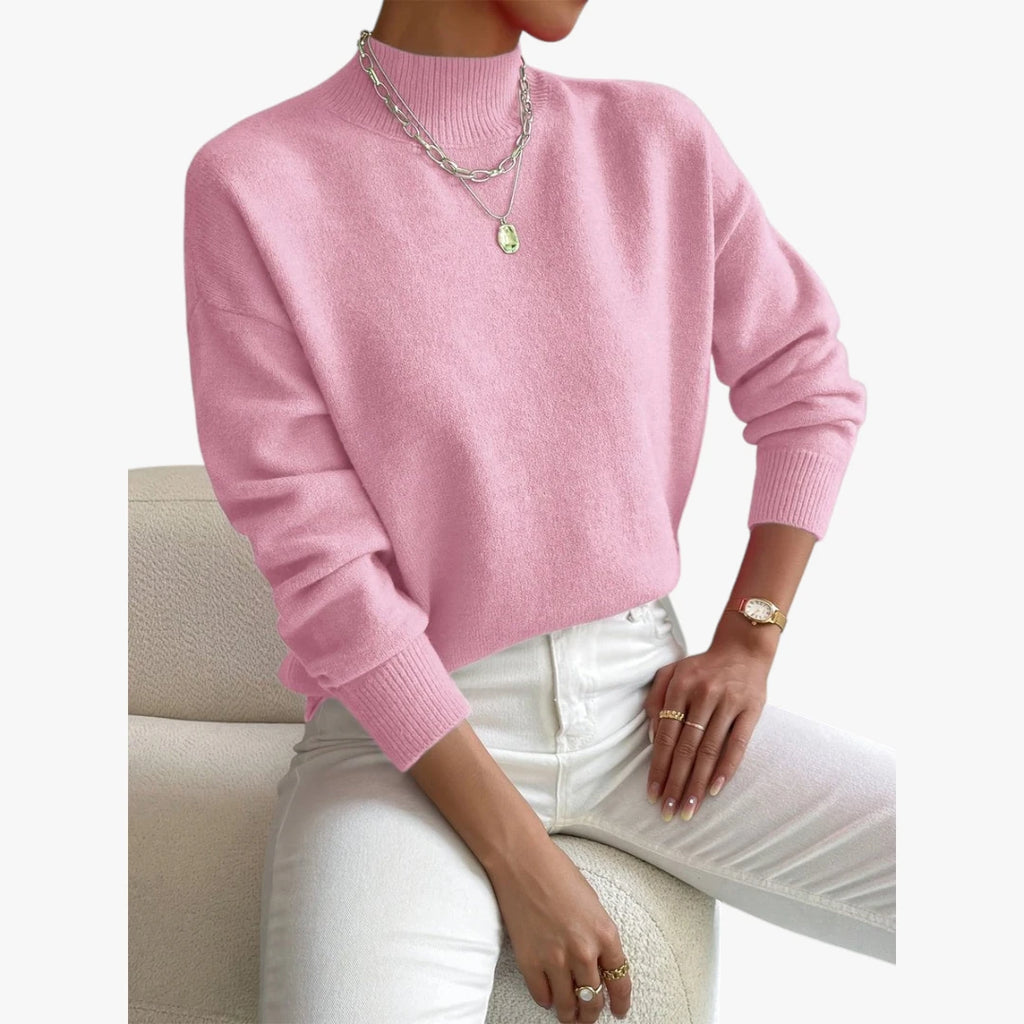 Dame Rullekrave Sweater med Løse Detaljer