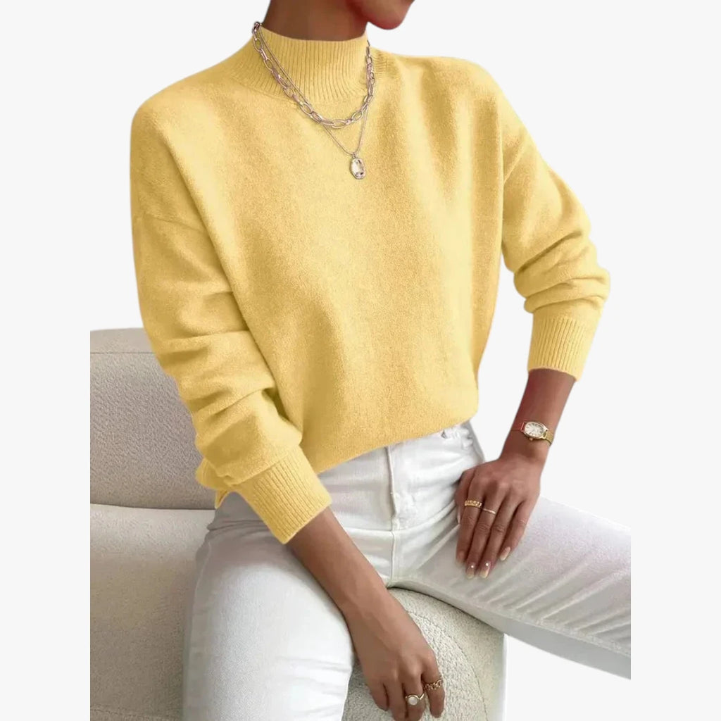 Dame Rullekrave Sweater med Løse Detaljer