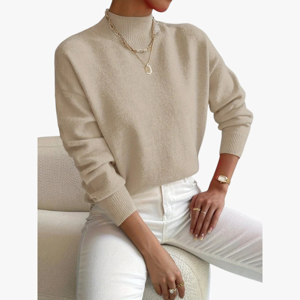 Dame Rullekrave Sweater med Løse Detaljer