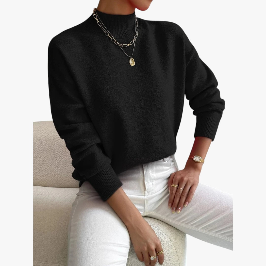 Dame Rullekrave Sweater med Løse Detaljer