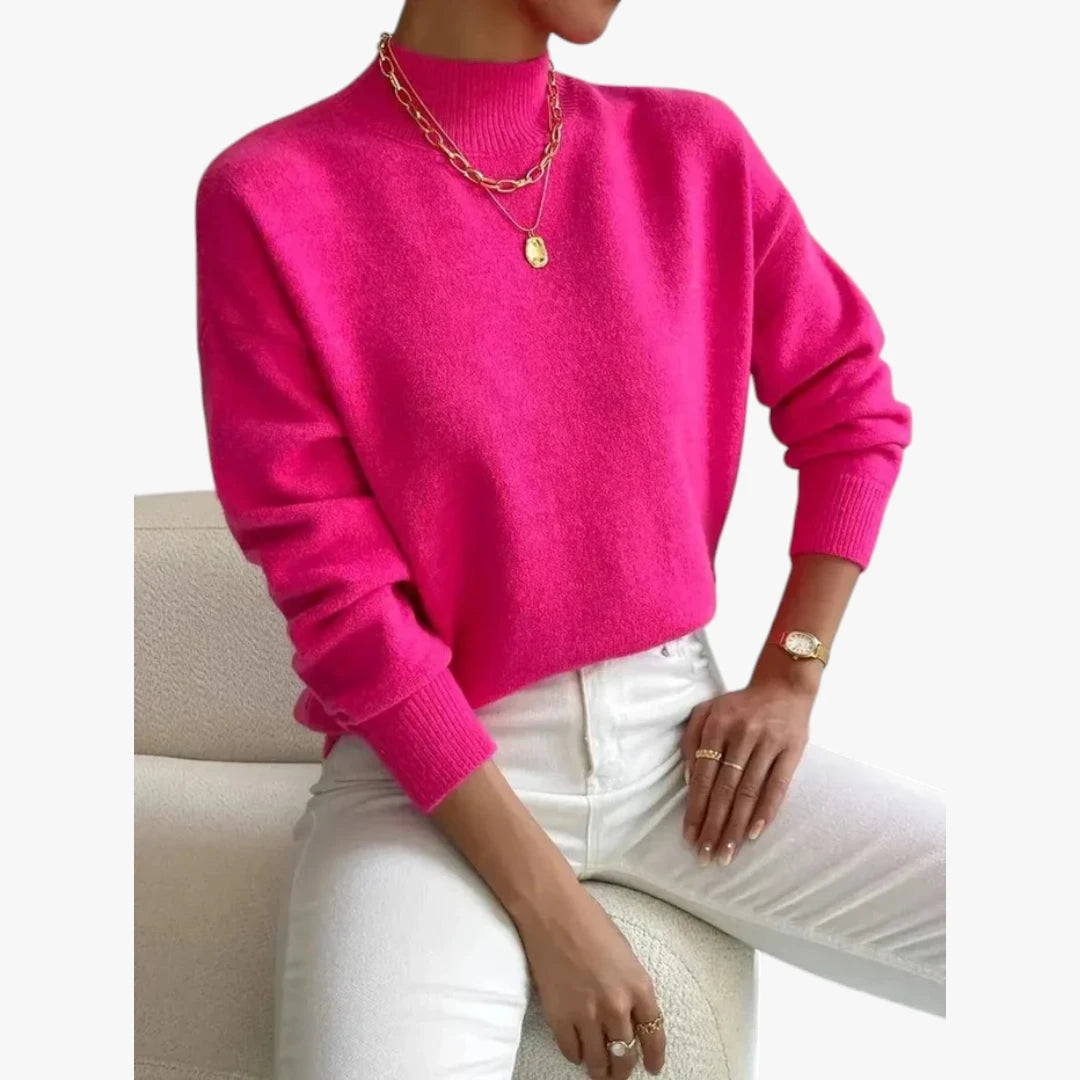 Dame Rullekrave Sweater med Løse Detaljer