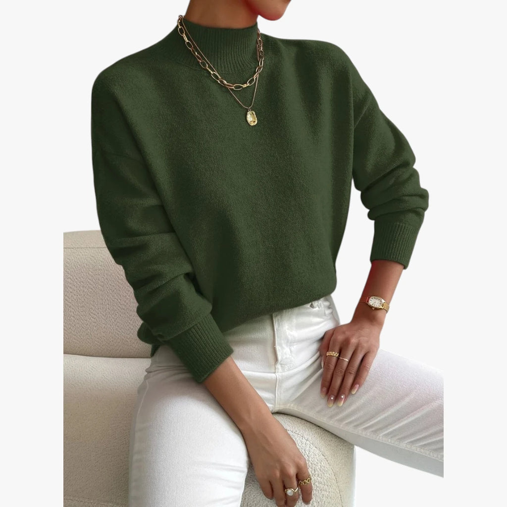 Dame Rullekrave Sweater med Løse Detaljer