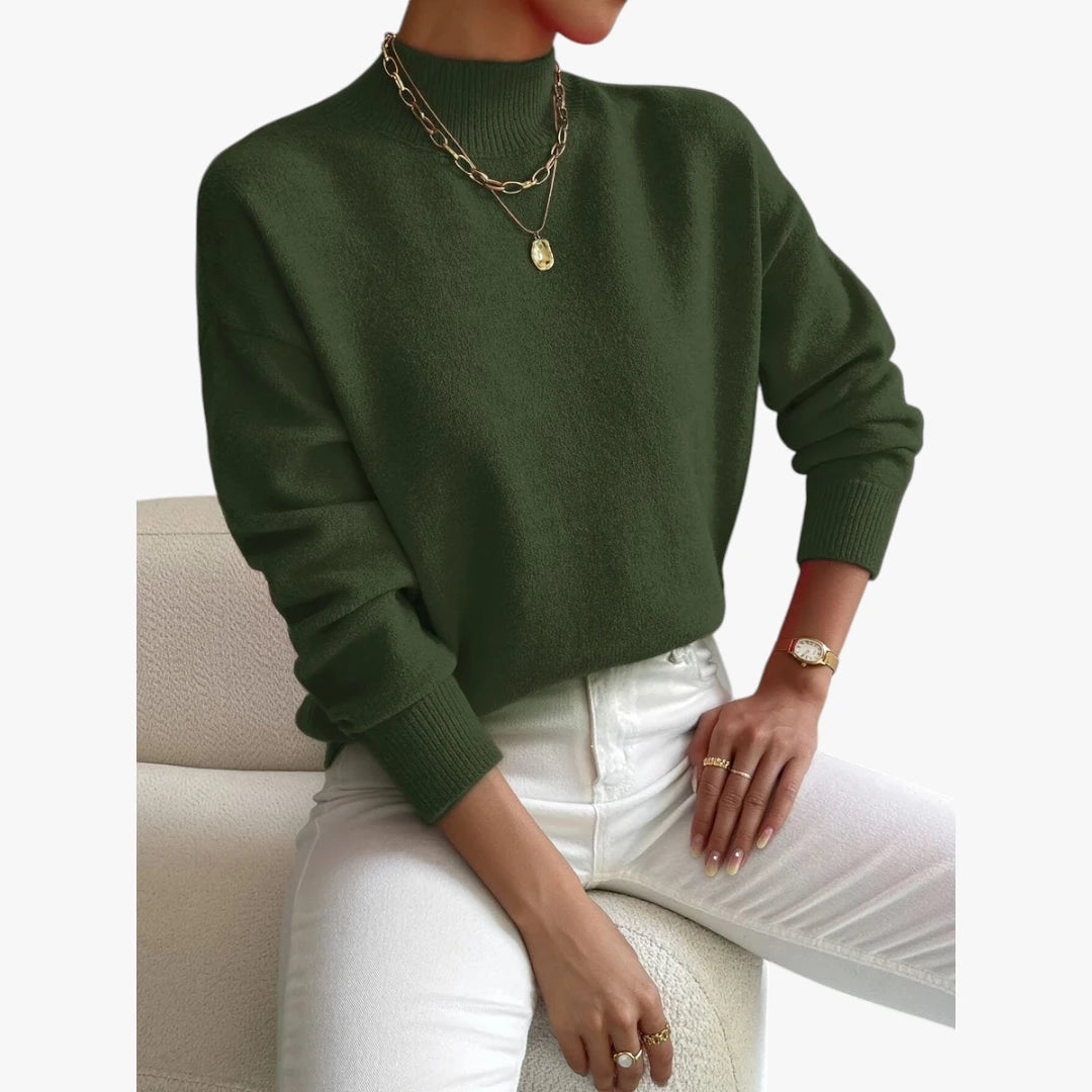 Dame Rullekrave Sweater med Løse Detaljer