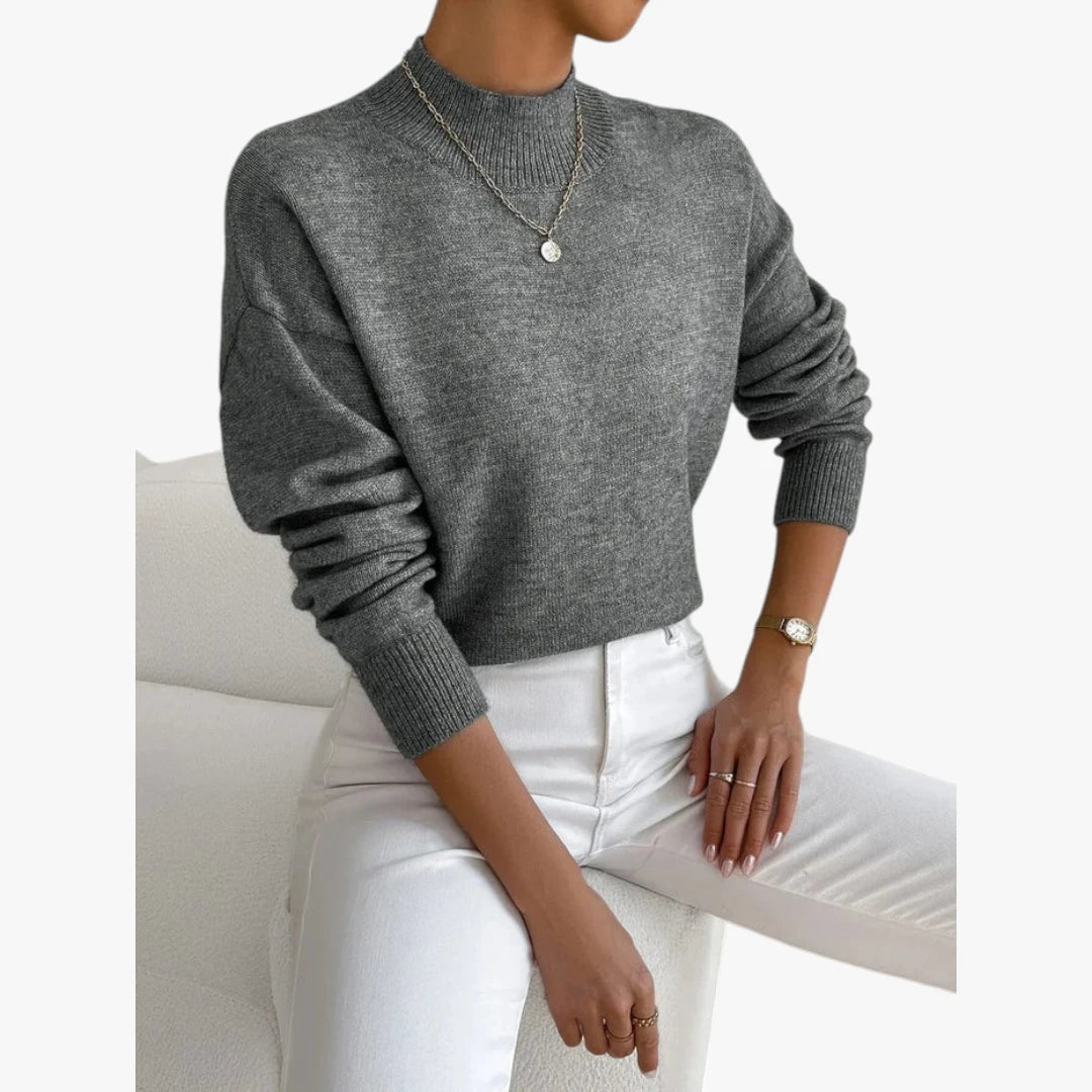 Dame Rullekrave Sweater med Løse Detaljer