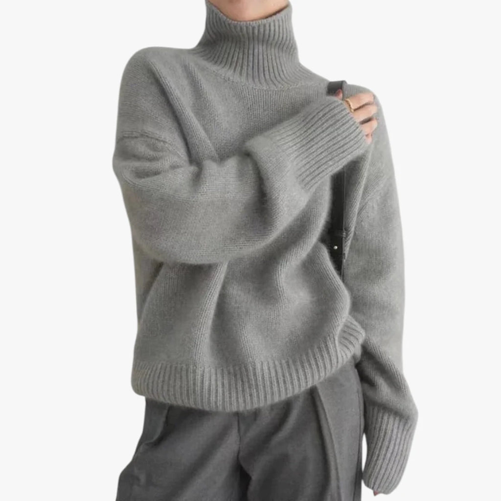 Dame Rullekrave Sweater med Ribbede Manchetter